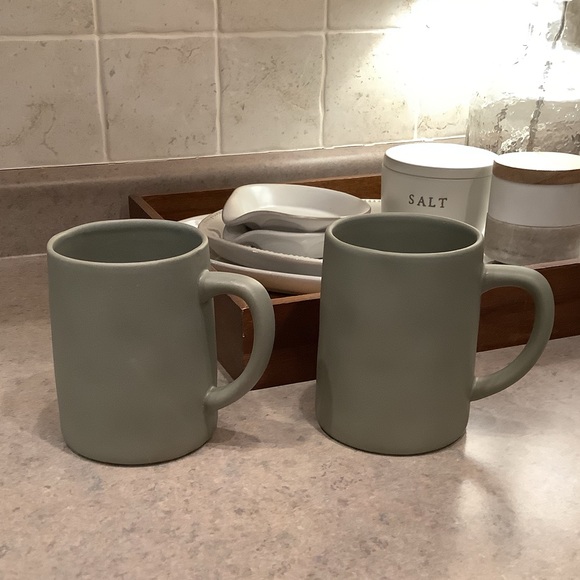 Set of 2 Hearth and Hand with Magnolia Matte Olive Green Coffee Mugs - Picture 3 of 8